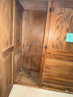 Antique Metal (wood grain) Hoosier Cabinet Roll down shelf