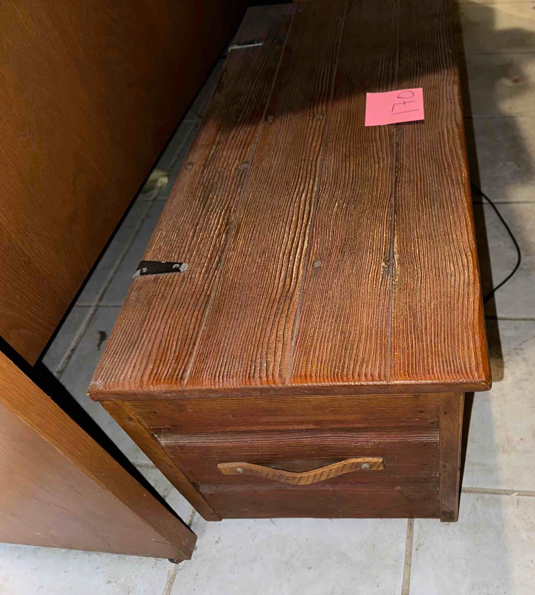 small wooden chest with handles