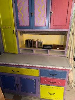 PAINTED dresser with contents