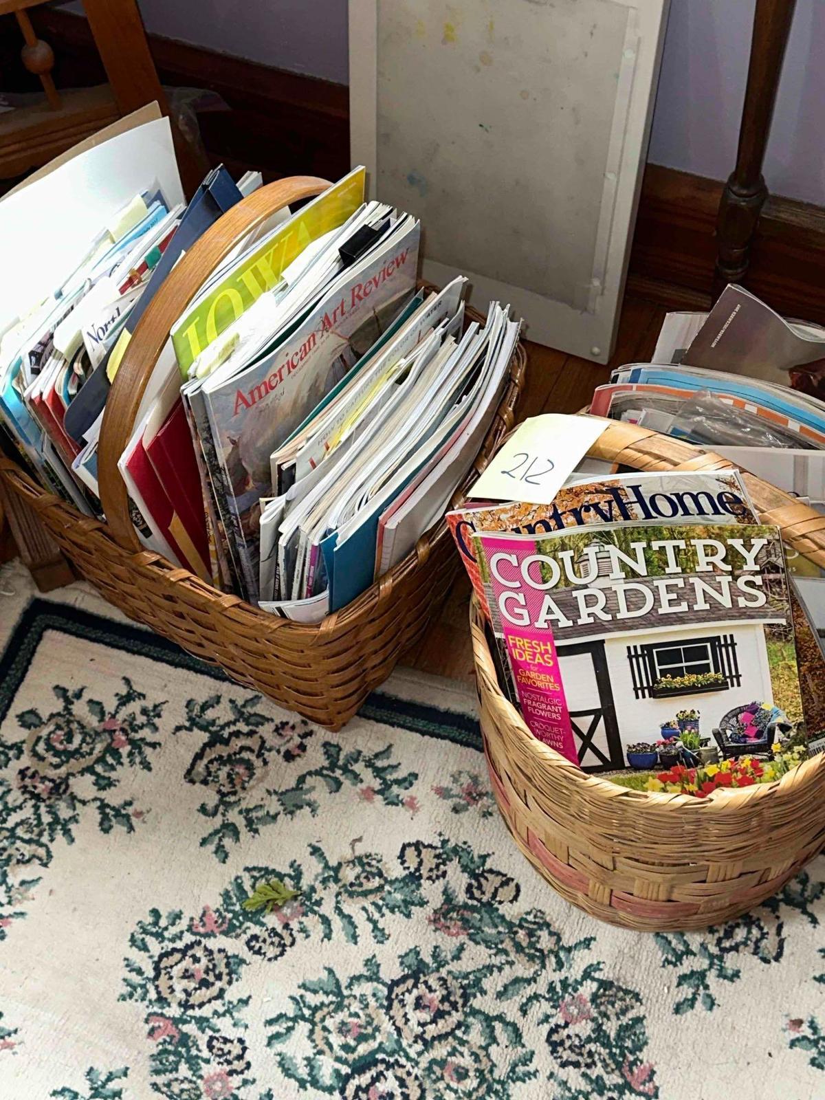 VINTAGE BASKETS FULL OF MAGAZINES