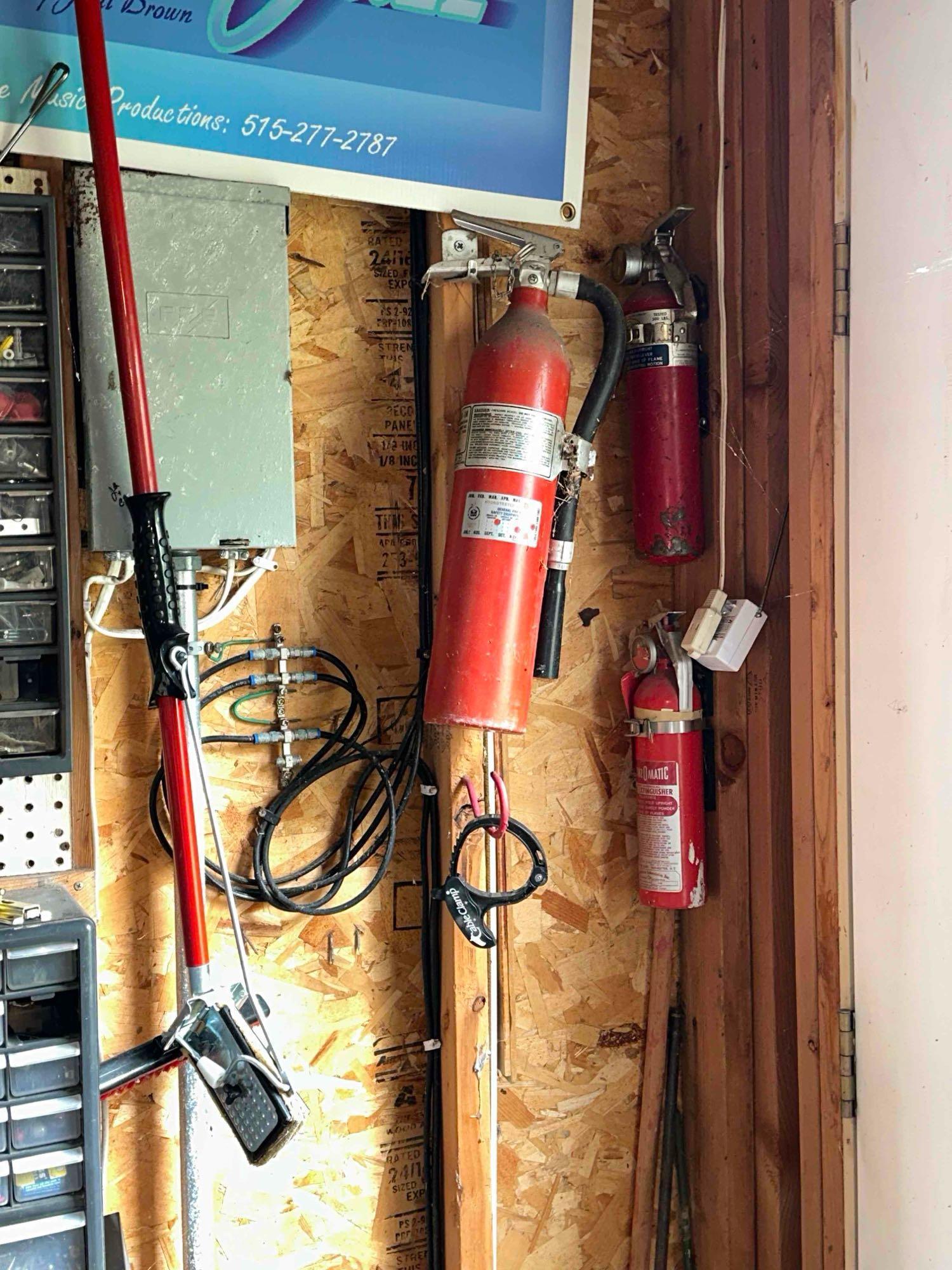 garage wall and cupboard contents