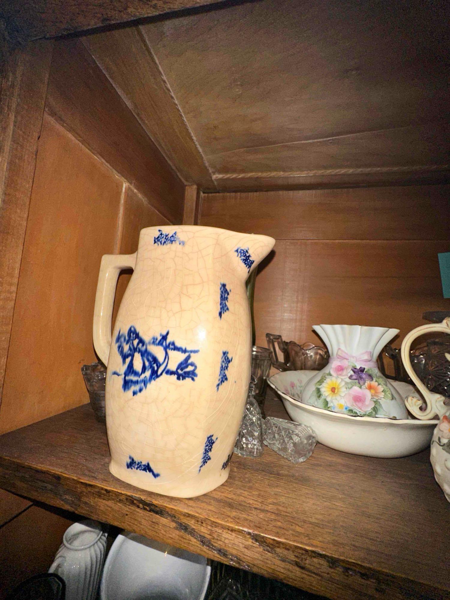 Shelf Contents China Cabinet small yellow bowl