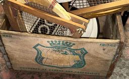 Lot of rackets in old wooden crate