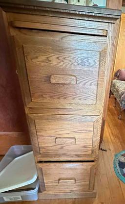 WOODEN FILE CABINET PLUS MISC