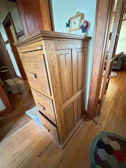 WOODEN FILE CABINET PLUS MISC