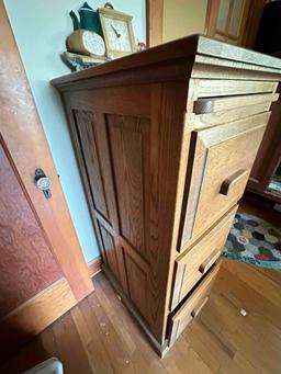 WOODEN FILE CABINET PLUS MISC