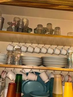 HUGE LOT OF DISHES PINK WILLOW WARE ALUMINUM CUPS