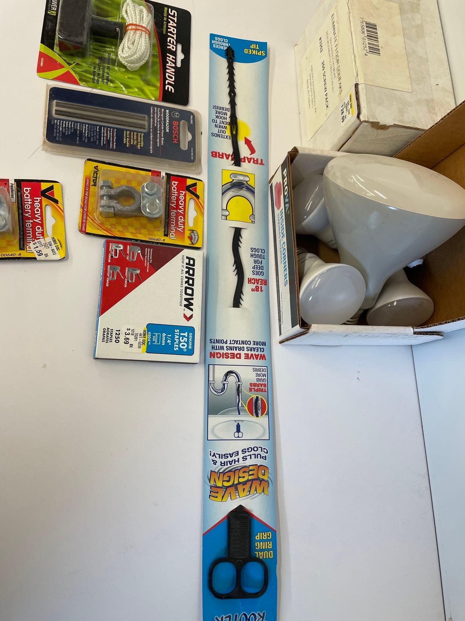 staples, planer blades, starter handle, LED and more