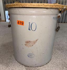 Red Wing 10 gallon crock with handles Stoneware