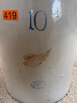 Red Wing 10 gallon crock with handles Stoneware