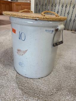 Red Wing 10 gallon crock with handles Stoneware