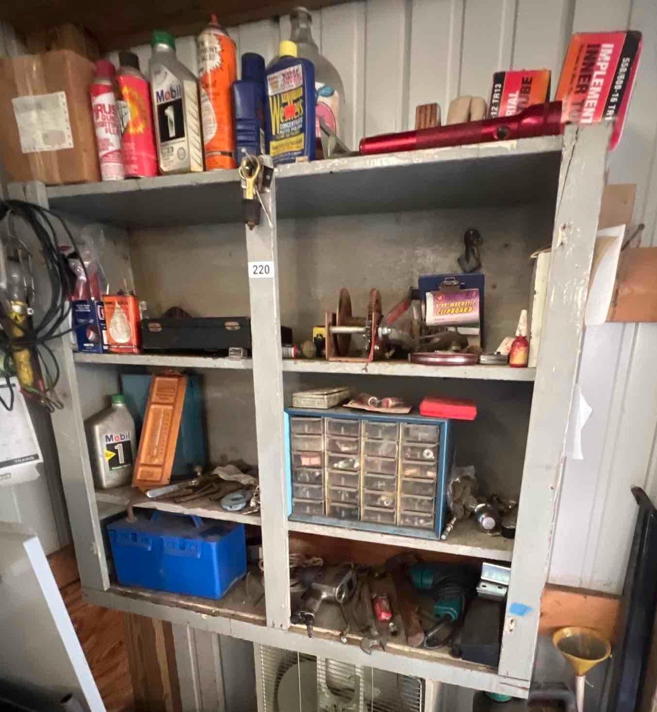 cabinet full of set of micrometers +parts and pieces tools air tools plus