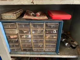 cabinet full of set of micrometers +parts and pieces tools air tools plus