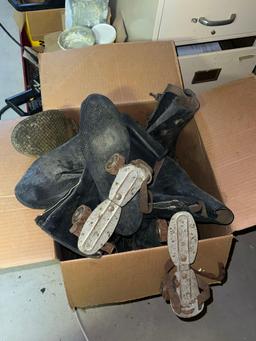 cyclone beer, cans, old rubber boots with skates and everything pictured