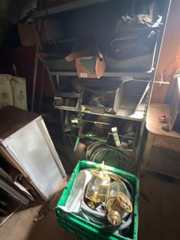 shelf and buckets of electrical items