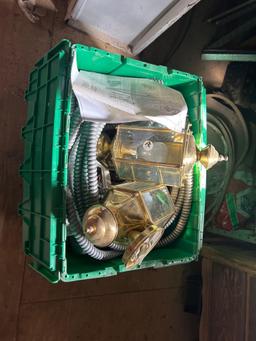 shelf and buckets of electrical items