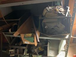 shelf and buckets of electrical items