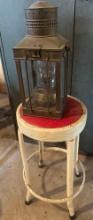 Large brass lantern prob repro and stool