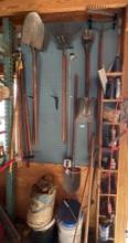 Wall of tools, chains, and more