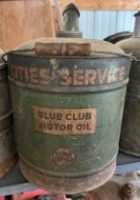 Cities Service Blue Club Motor Oil /Gas Can Made in USA Metal Can