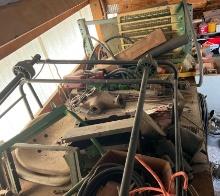 see pics shelf full of miscellaneous, John Deere parts, starters, cylinders seat