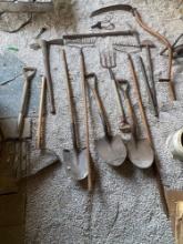 assortment of vintage garden tools