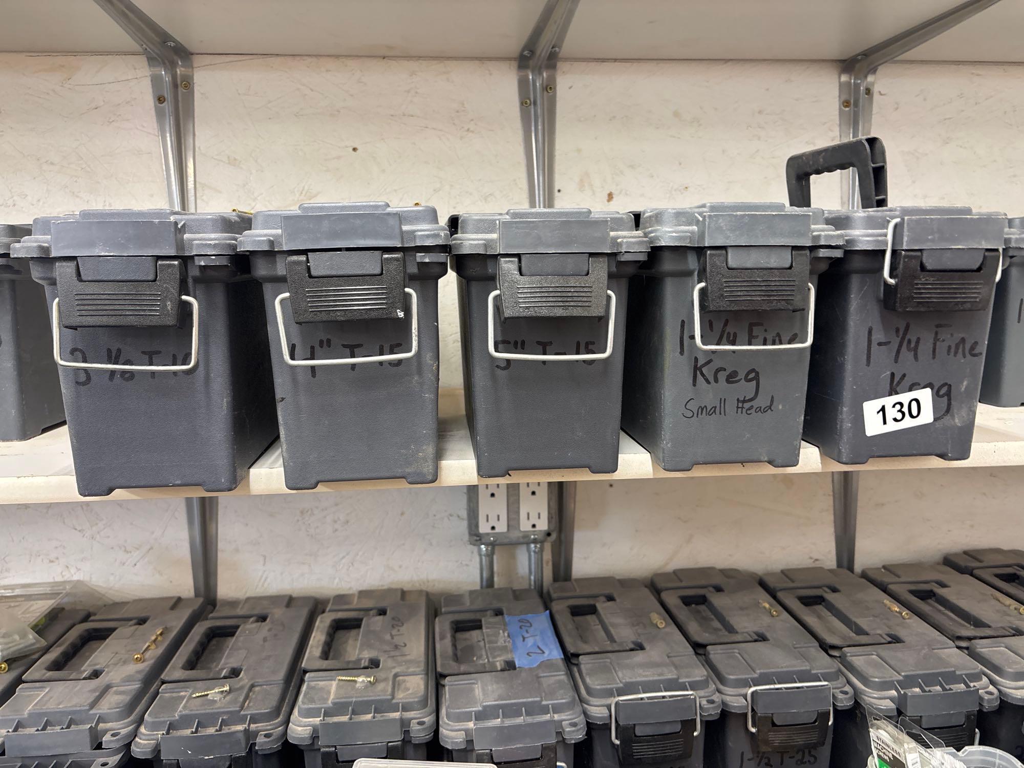 5 storage boxes with fasteners
