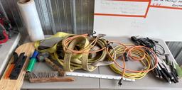 Tow straps, extension cord, knives, plus
