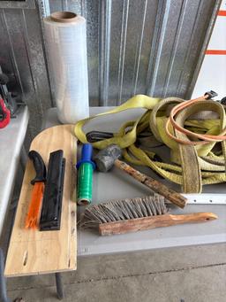 Tow straps, extension cord, knives, plus