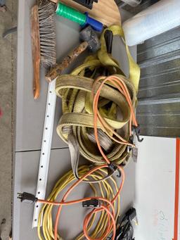 Tow straps, extension cord, knives, plus
