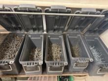 5 storage boxes with fasteners