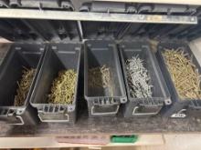5 storage boxes with fasteners