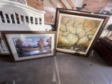 2 large framed prints 49x49 and 31x42