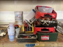 paint trays, brushes, mixer cups
