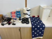 Nails galvanized 16D, cameras, tile spacers, course tape white USA flag and more