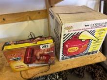 Electric staple gun and gas can