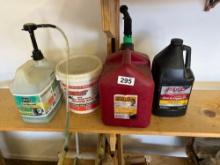 gas and oil can. Lubricating oil, bait, and tire sealer (used)