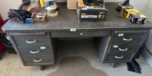 Heavy metal desk contents in and on desk not included