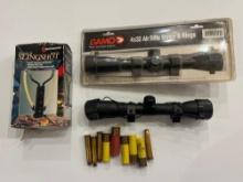 2 scopes sling shot and 20 gauge plus