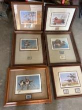 framed wildlife print with stamps