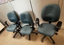 3 rolling office chairs