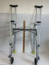 Wheeled walker and crutches