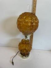 Vintage Amber Glass 3 Way Globe Table Lamps