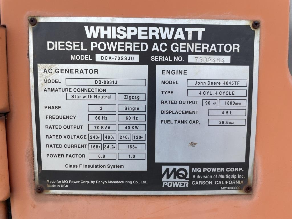 2001 MQ Power DCA-70SSJU Towable Generator