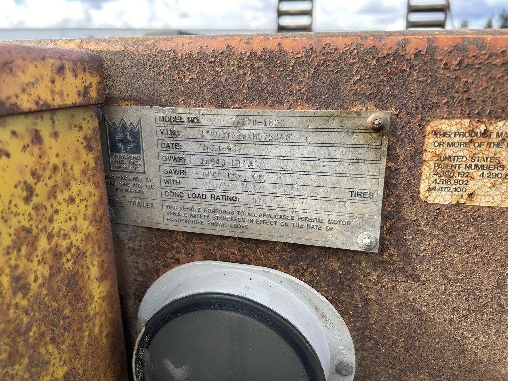 1999 Trail King TK12U T/A Equipment Trailer