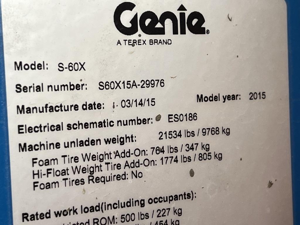 2015 Genie S-60X 4x4 Boom Lift