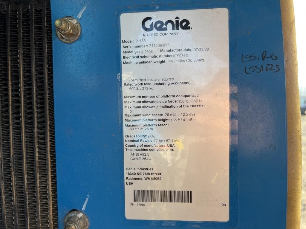 2008 Genie Z-135/70 4x4 Articulating Boom Lift
