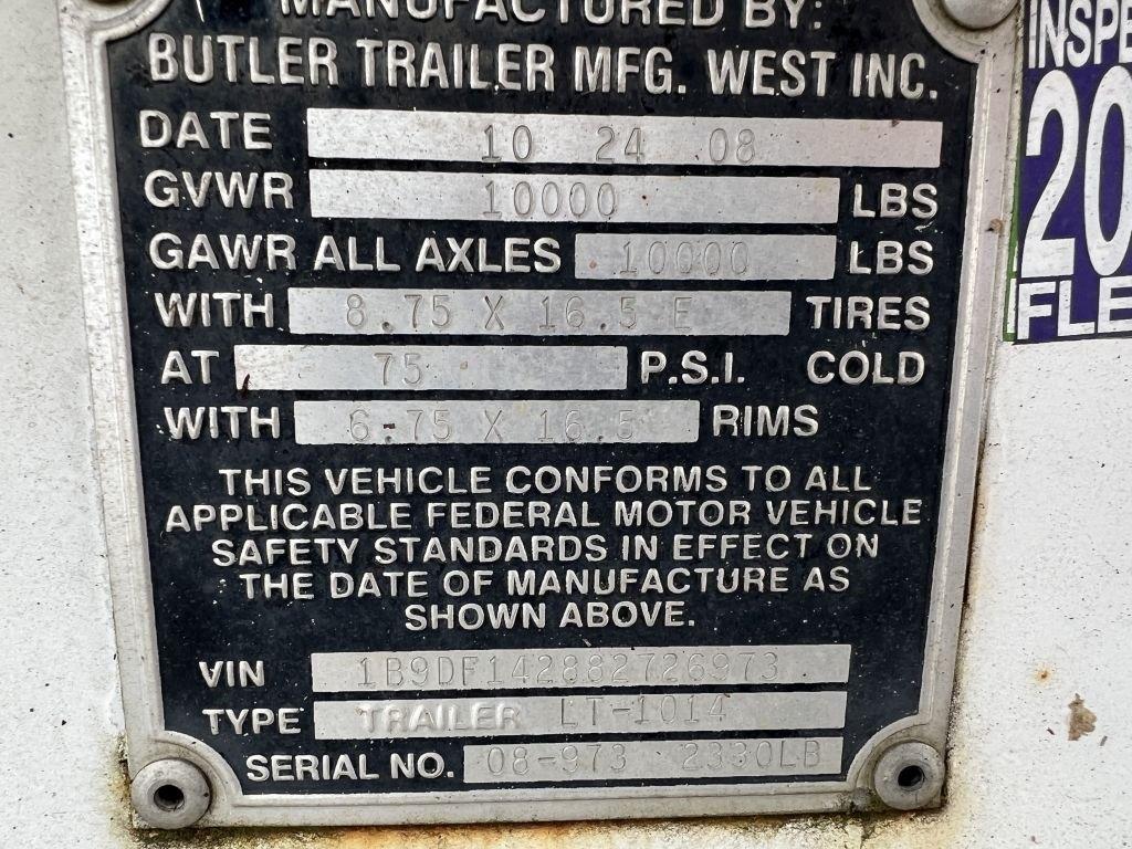 2008 Butler LT1014 T/A Equipment Trailer