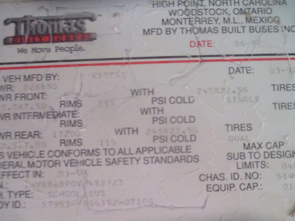 1997 Thomas Built School Bus, International T444