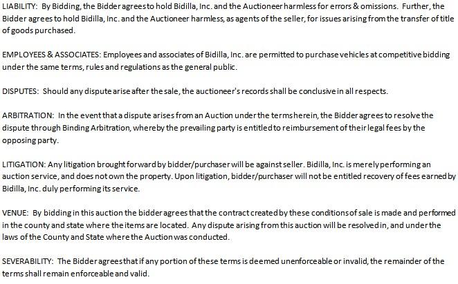 PLEASE READ - TERMS & CONDITIONS OF AUCTION